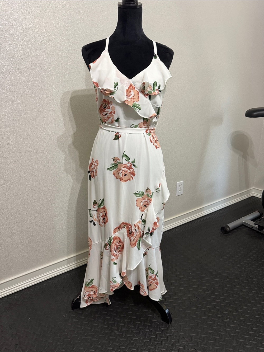 Disney Cream Maxi Dress with Peach Rose Print